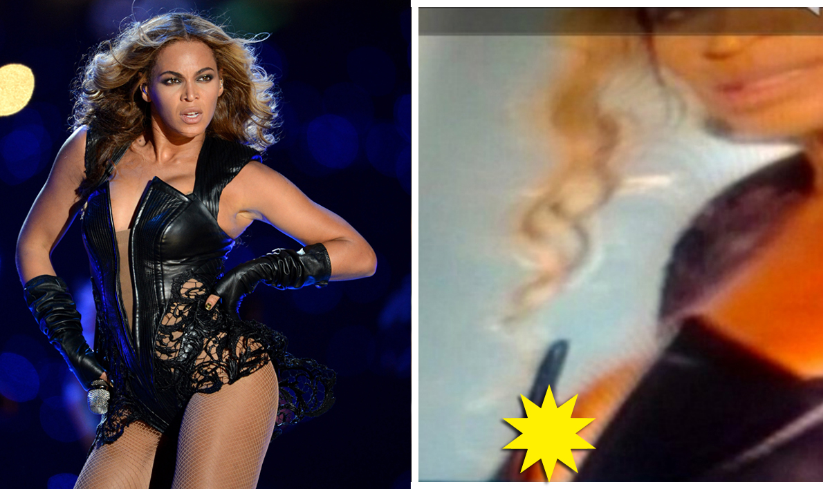 Hoppsan, Beyoncé. Dåligt tejpat? Så här såg det ut när hon uppträdde under Superbowl. 